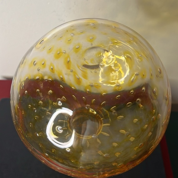 Alfredo Barbini? MCM Hand Blown Yellow Double Optic Bubble Gourd Glass Vase - Picture 5 of 7